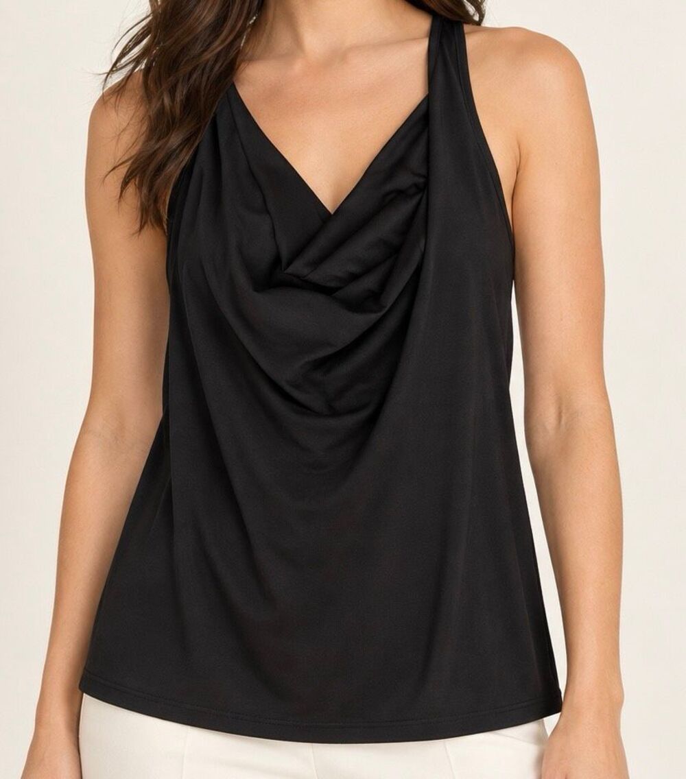 Express Black Draped Cowl Neck Racerback Sleeveless Top Medium